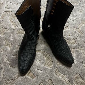 Men's Black/Grey Genuine Crocodile Boots 🐊